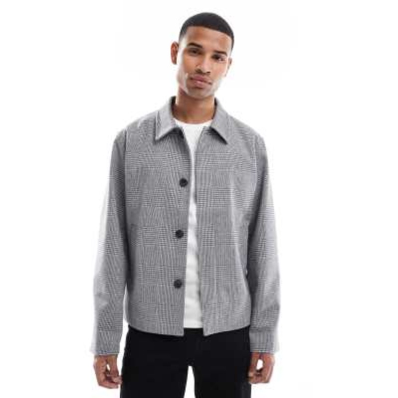 Jack & Jones boxy wool blend jacket in gray