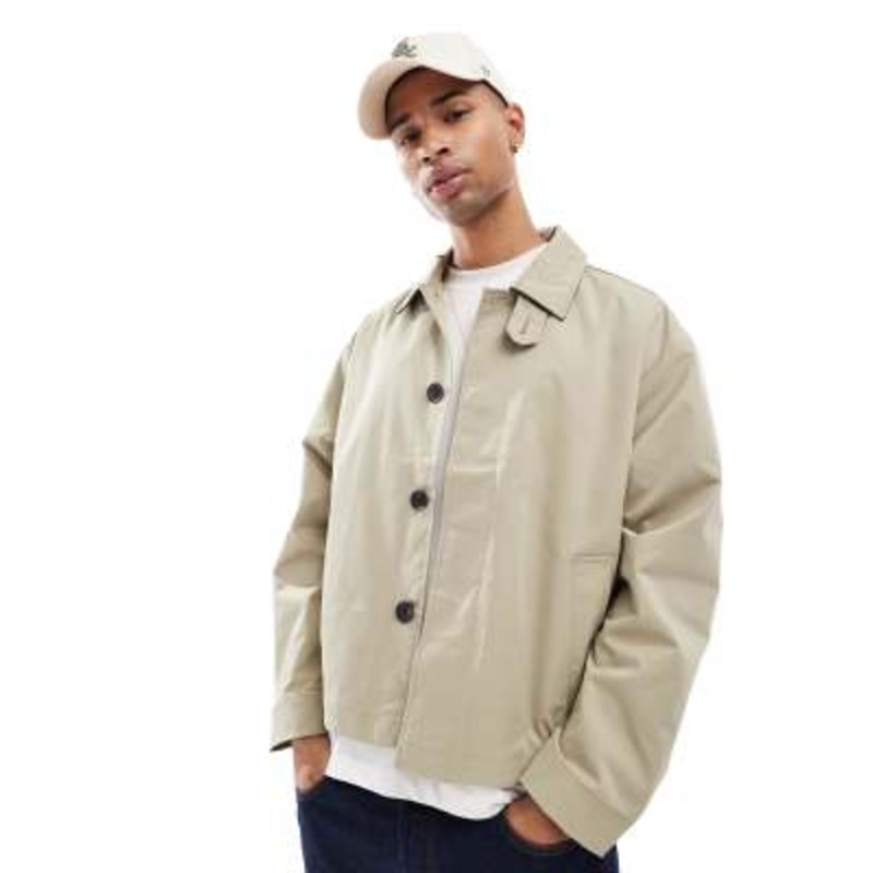 Jack & Jones cropped trench jacket in beige