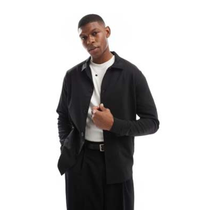 Jack & Jones Premium slim jersey jacket in black