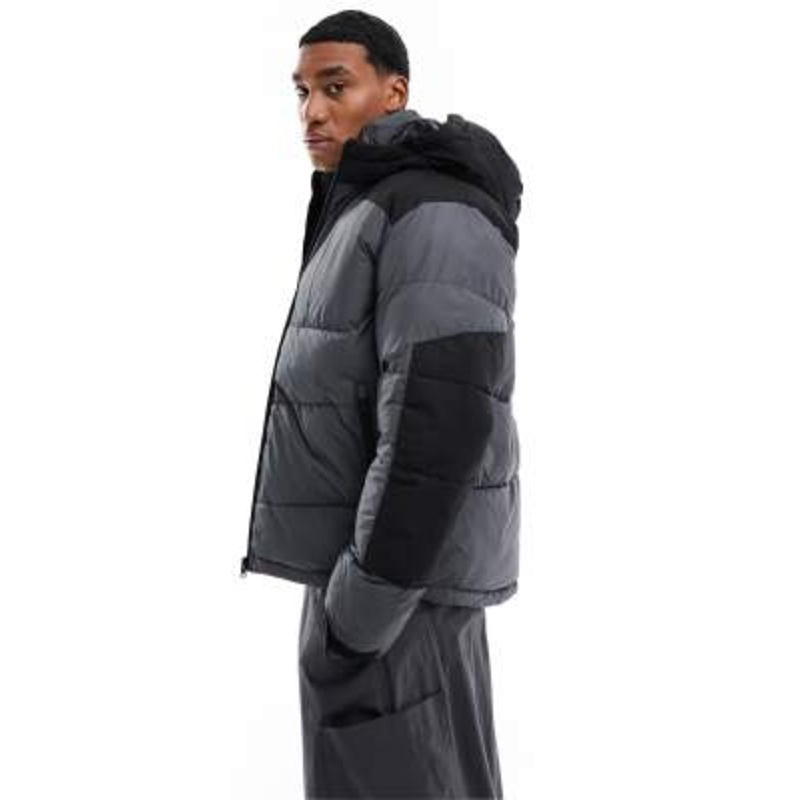 Jack & Jones puffer jacket with contrast blocking in gray