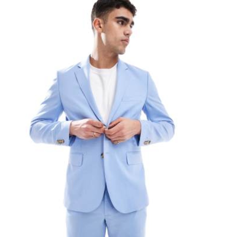 Jack & Jones super slim suit jacket in light blue