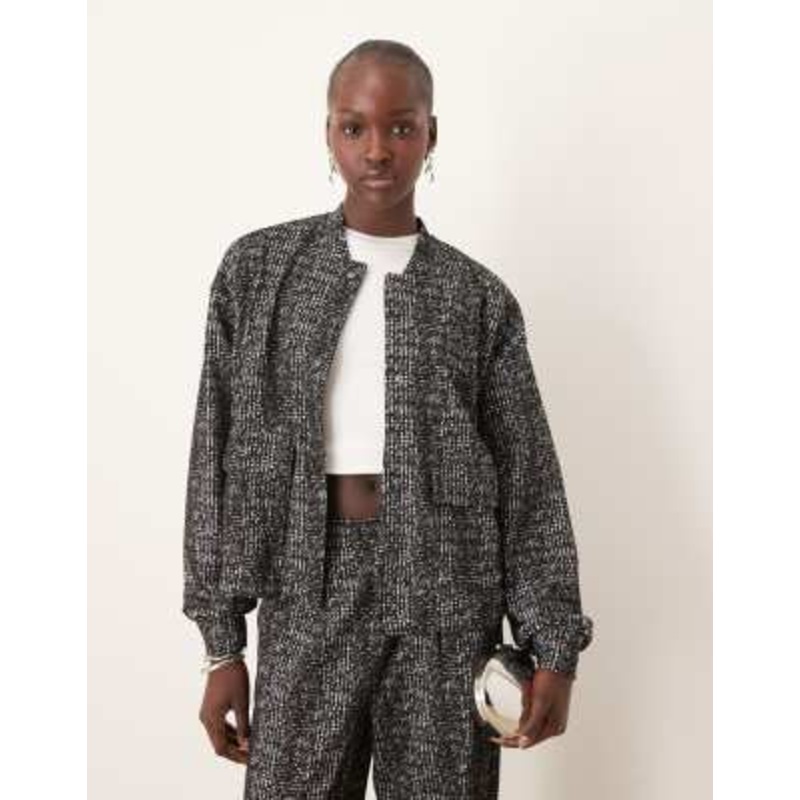 JDY plaid bomber jacket in black – part of a set