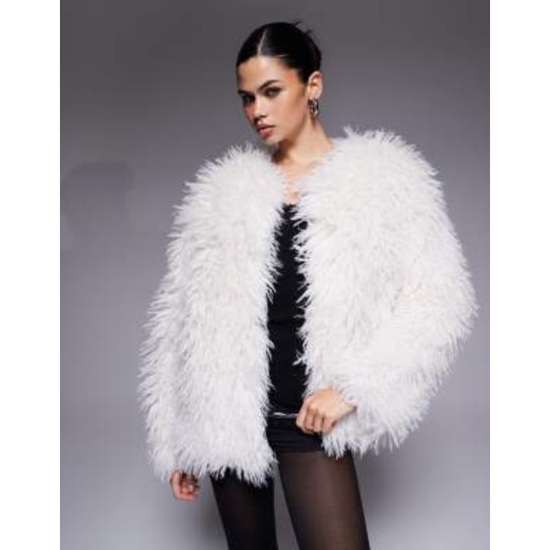 The Frolic exclusive oversized mongolian faux fur jacket in cream