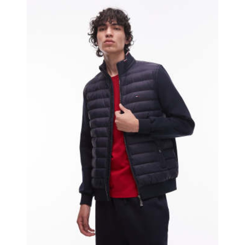 Tommy Hilfiger mix media padded jacket in navy