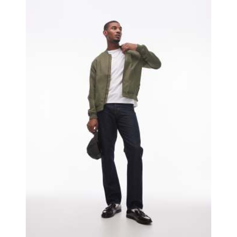 Topman lightweight bomber jacket in khaki