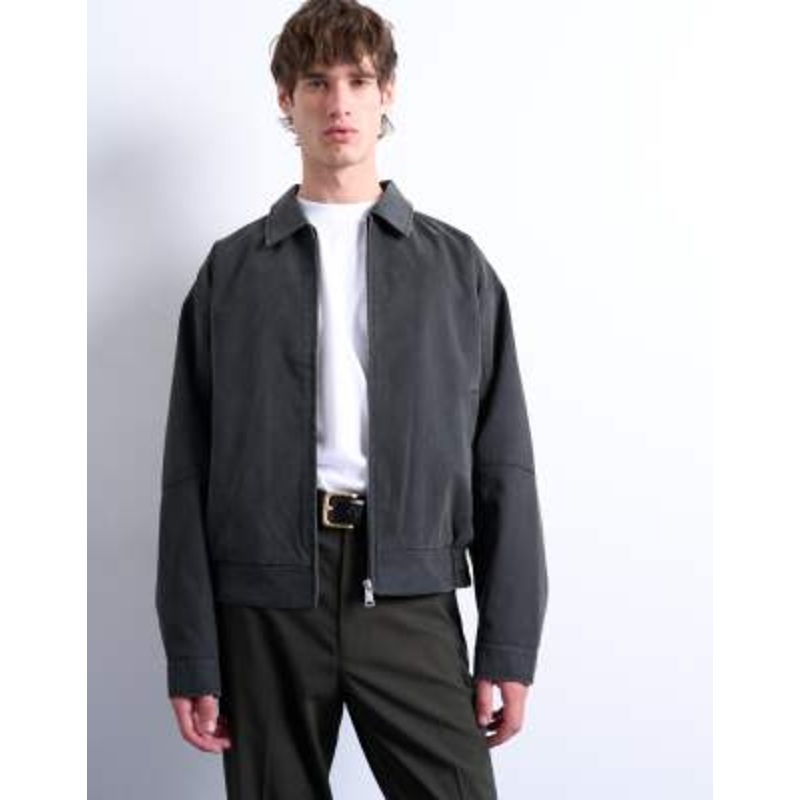 Topman suede effect jacket in washed gray