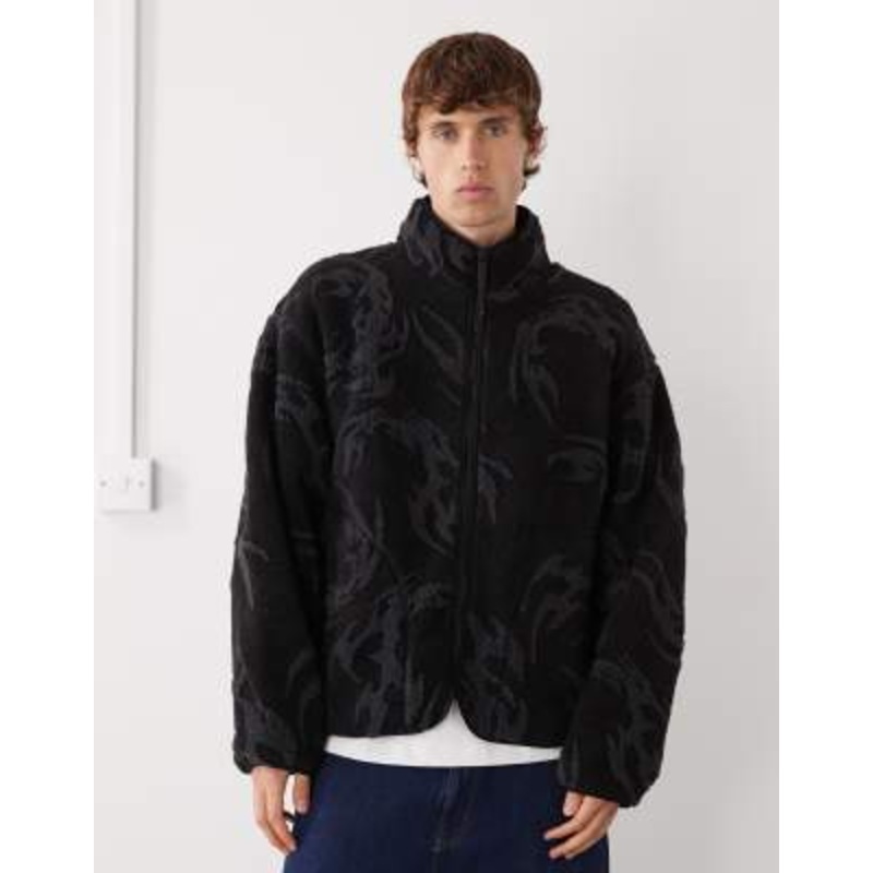 Weekday jaquard pile jacket in black