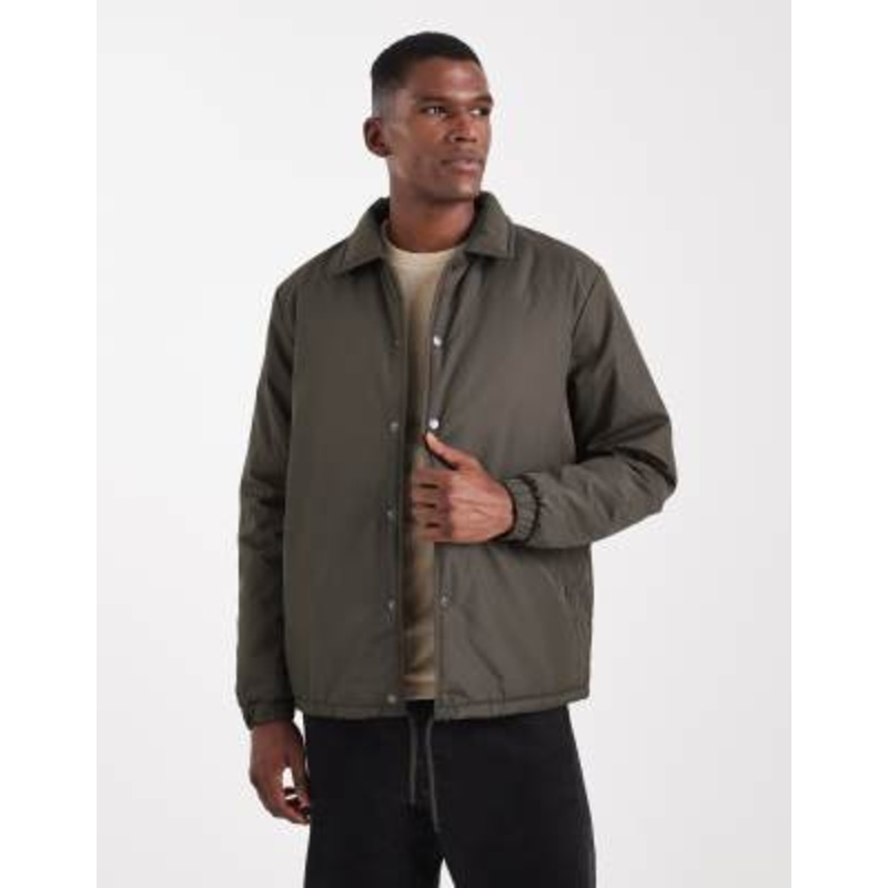 Brave Soul padded jacket with collar in khaki