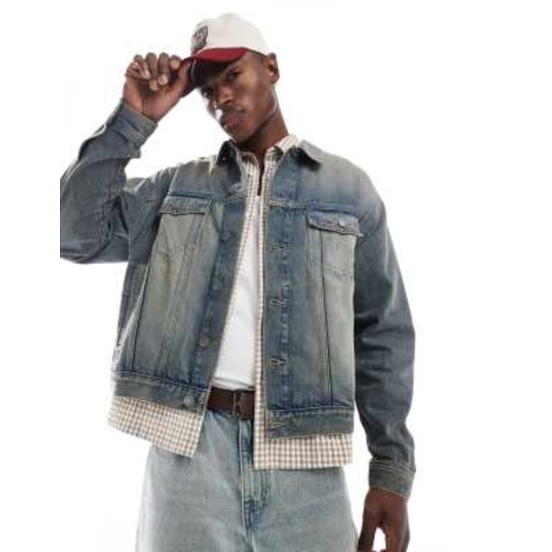 Cotton On oversized trucker jacket in sandstorm blue