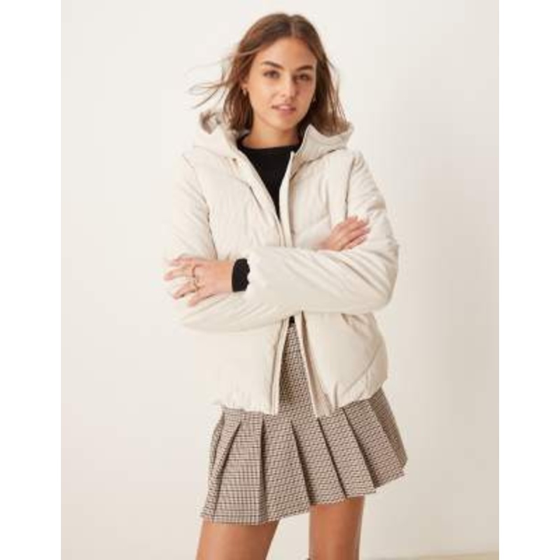JDY short puffer jacket in off white