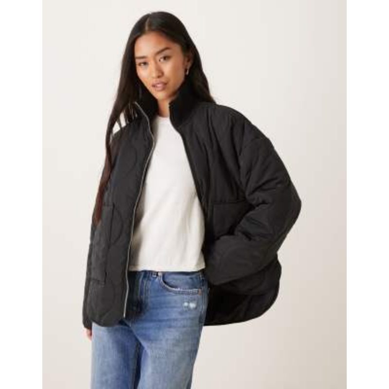 JJXX Serena high neck quilted jacket in black