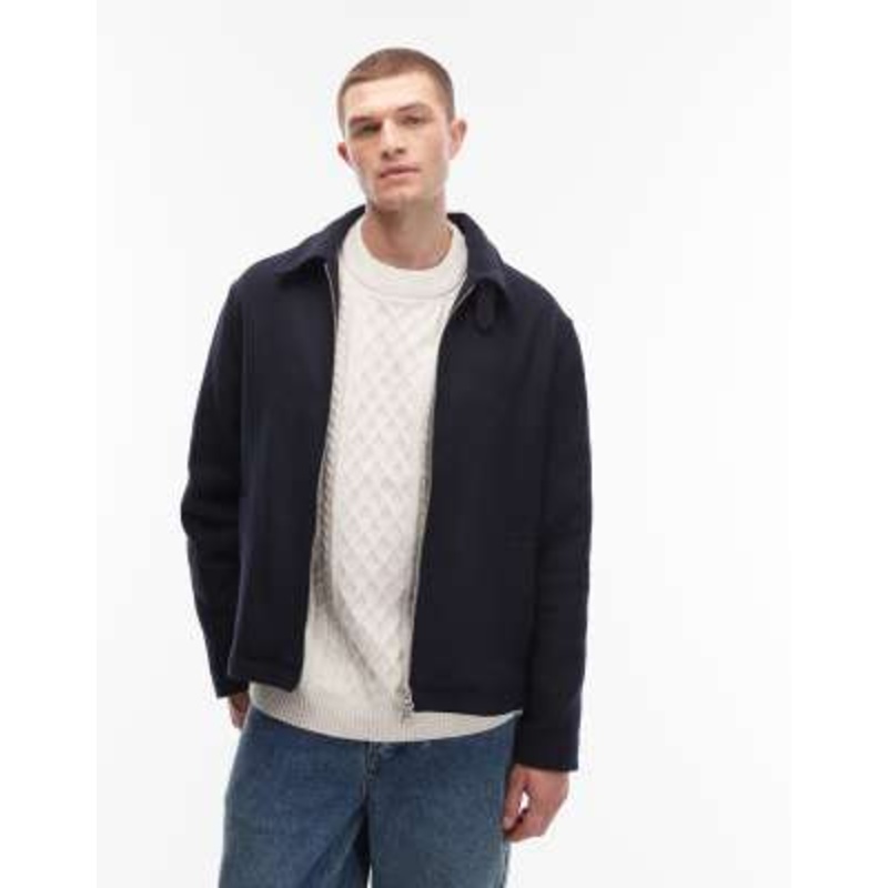 Tommy Hilfiger wool blend harrington jacket in navy