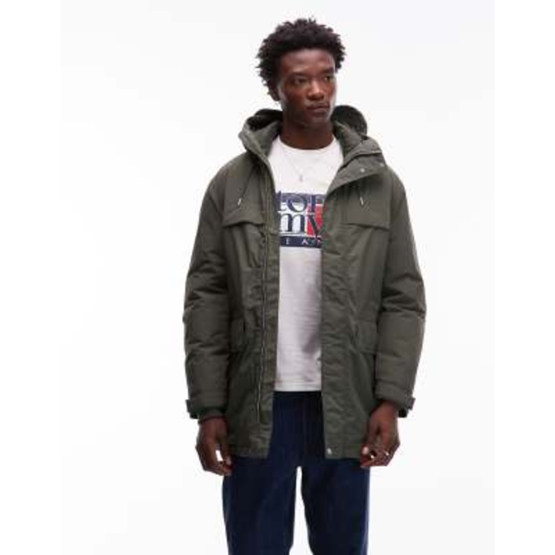 Tommy Jeans city parka jacket in dark green