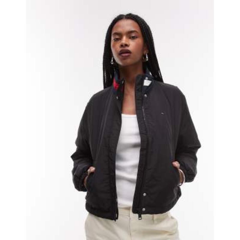 Tommy Jeans essential flag logo padded jacket in black