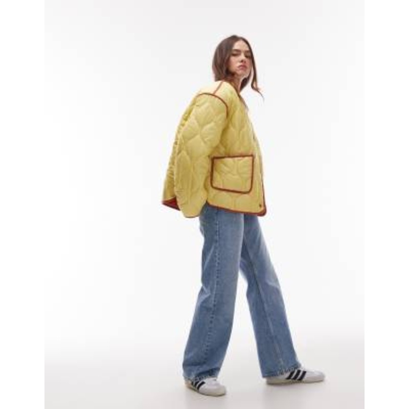 Topshop contrast quilted liner jacket in yellow