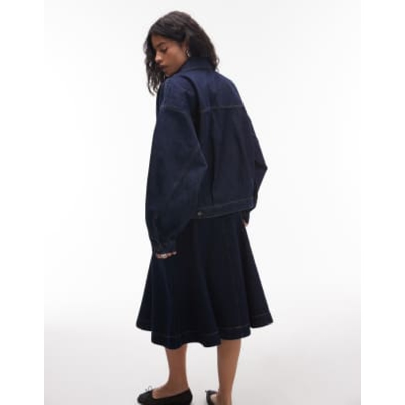 Topshop denim balloon jacket in indigo rinse