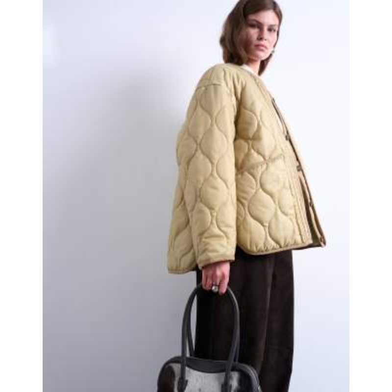 Topshop double layer fronted liner jacket in sand