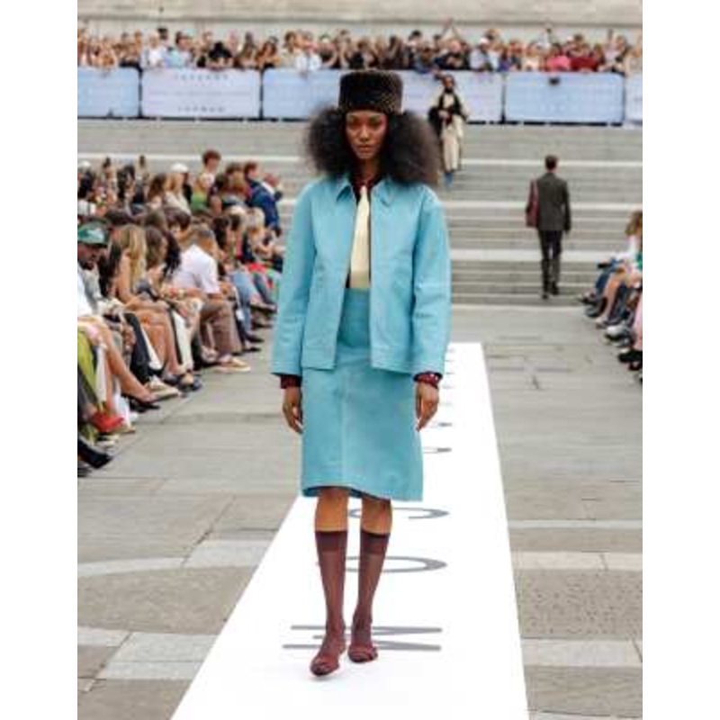 Topshop premium real leather jacket in turquoise