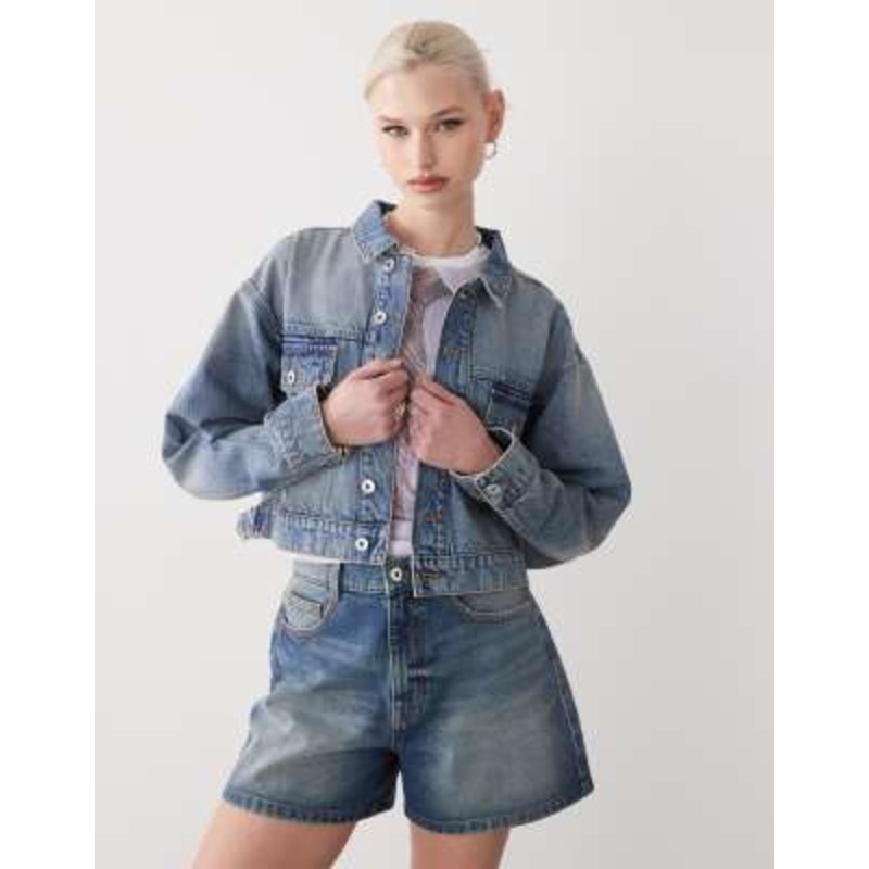 COLLUSION boxy denim jacket in vintage wash