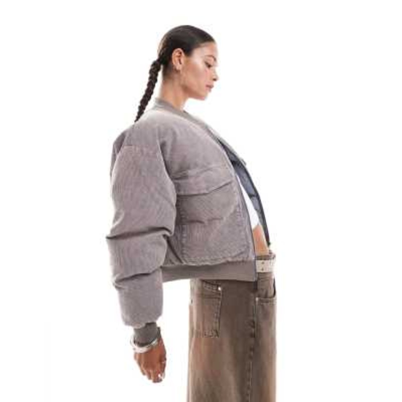 Daisy Street washed cord utility bomber jacket