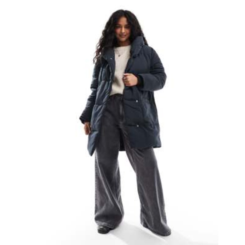 DTT double breasted puffer jacket in black