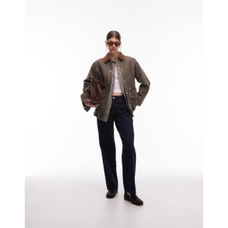 Emory Park oversized button up worker jacket in olive