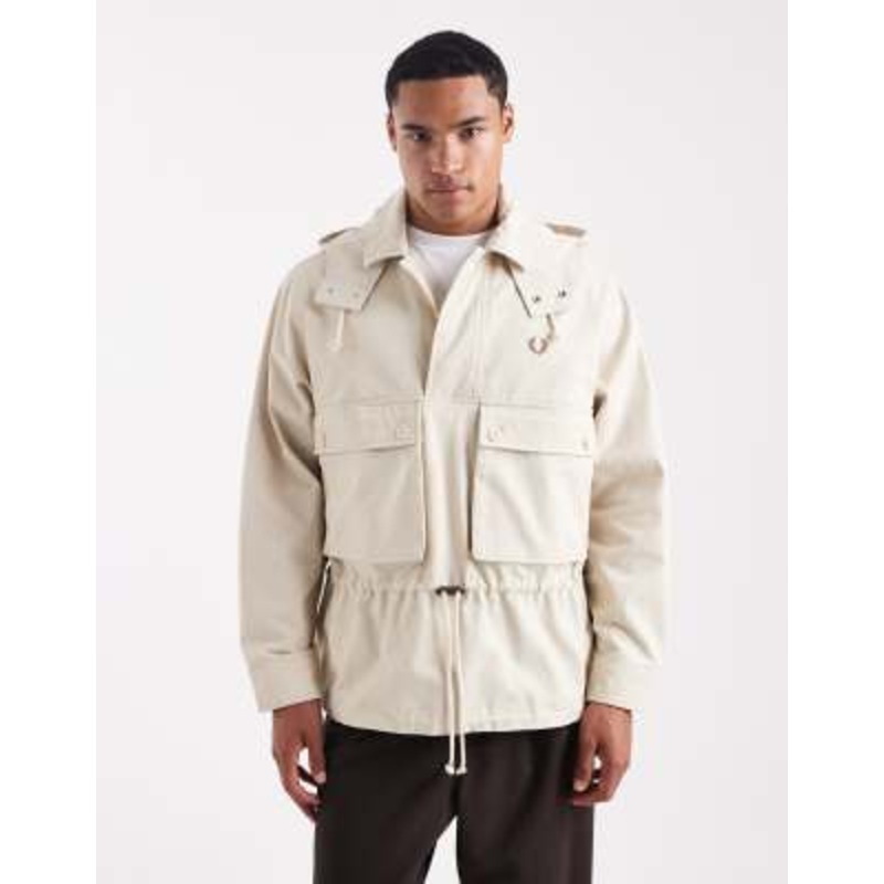 Fred Perry hooded jacket in stone