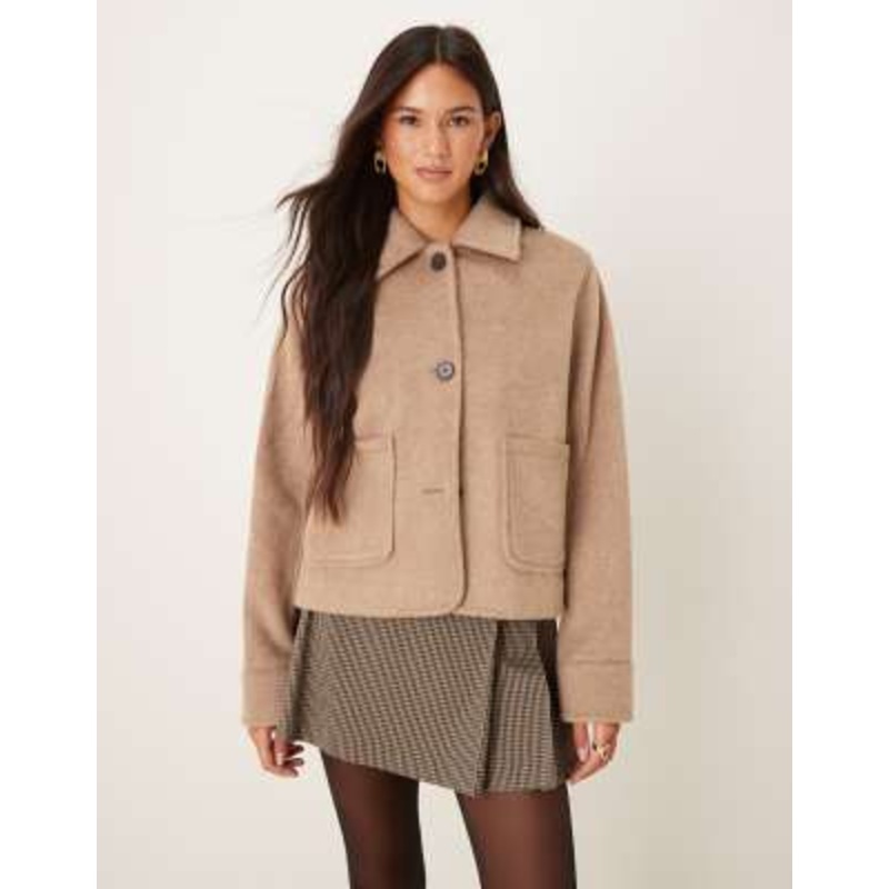 Glamorous button up jacket in mushroom