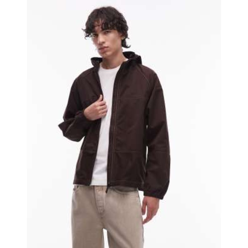 Gramicci salem hooded utility jacket in dark brown