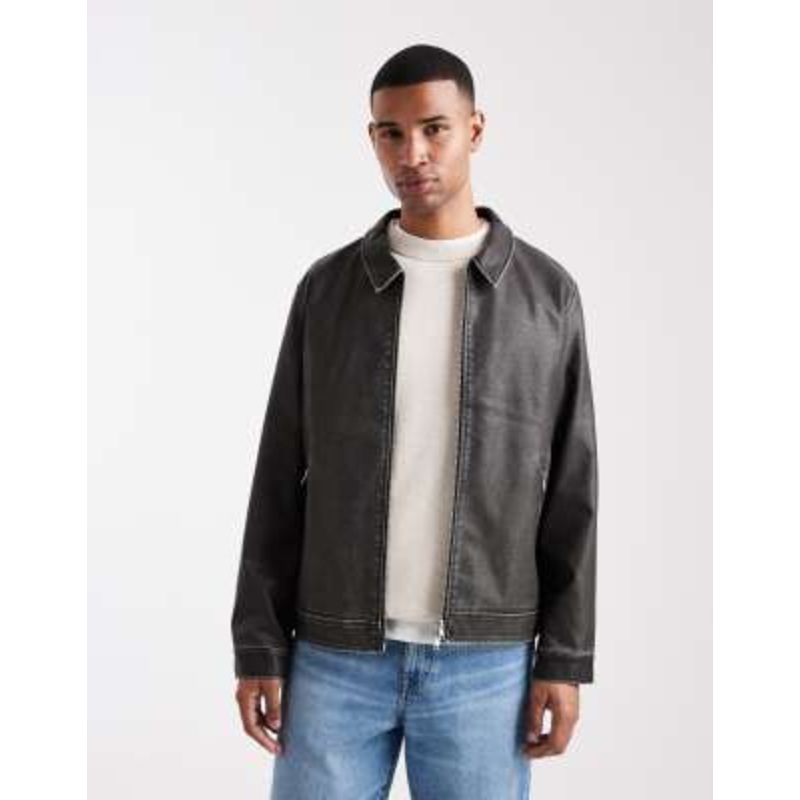 Jack & Jones faux leather jacket in black