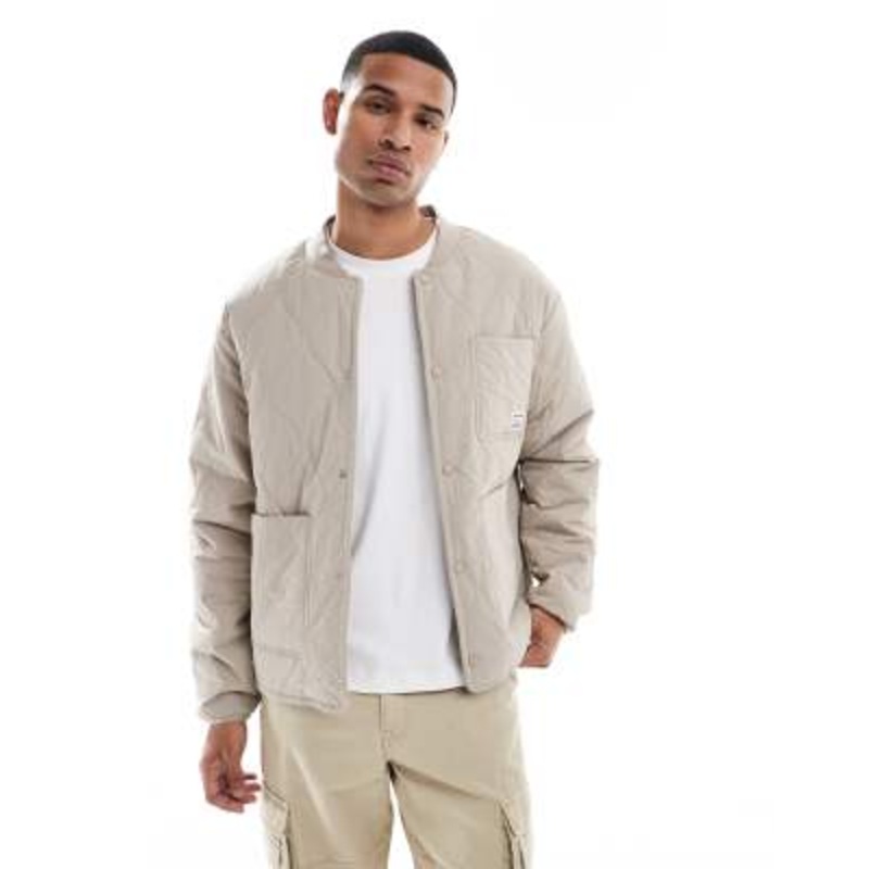 Jack & Jones quilted bomber jacket in beige
