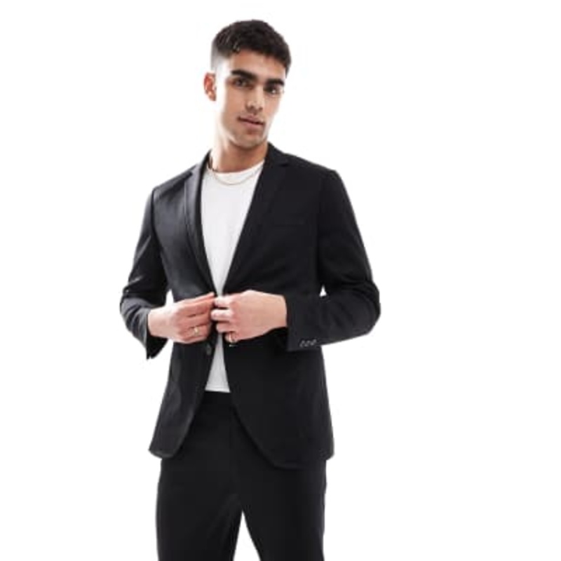 Jack & Jones slim fit jersey suit jacket in black