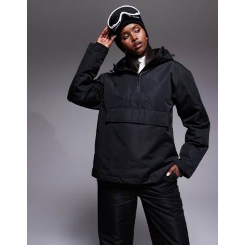 Threadbare Ski over the head jacket with hood in black