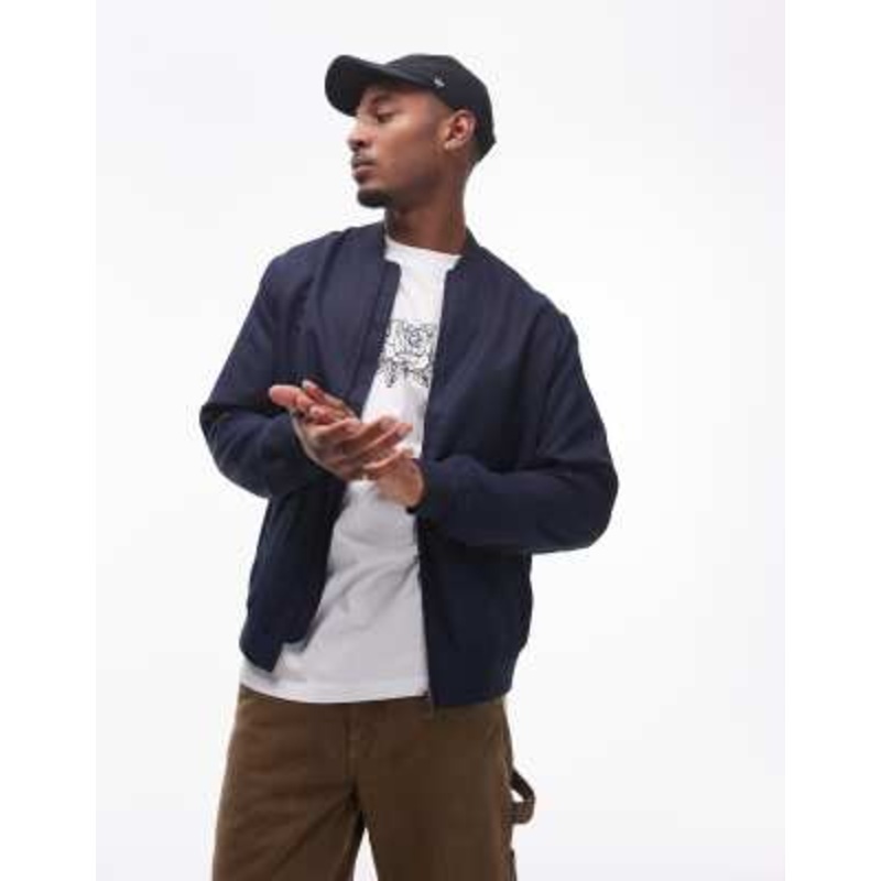 Topman lightweight bomber jacket in navy
