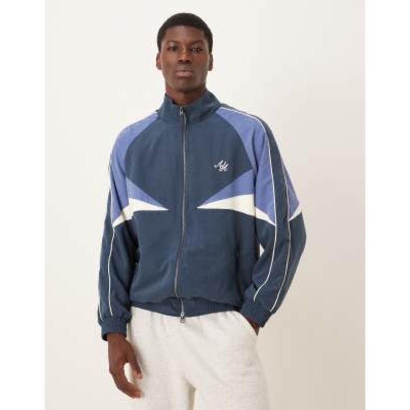 Alma De Ace Alora zip up color block track jacket in navy