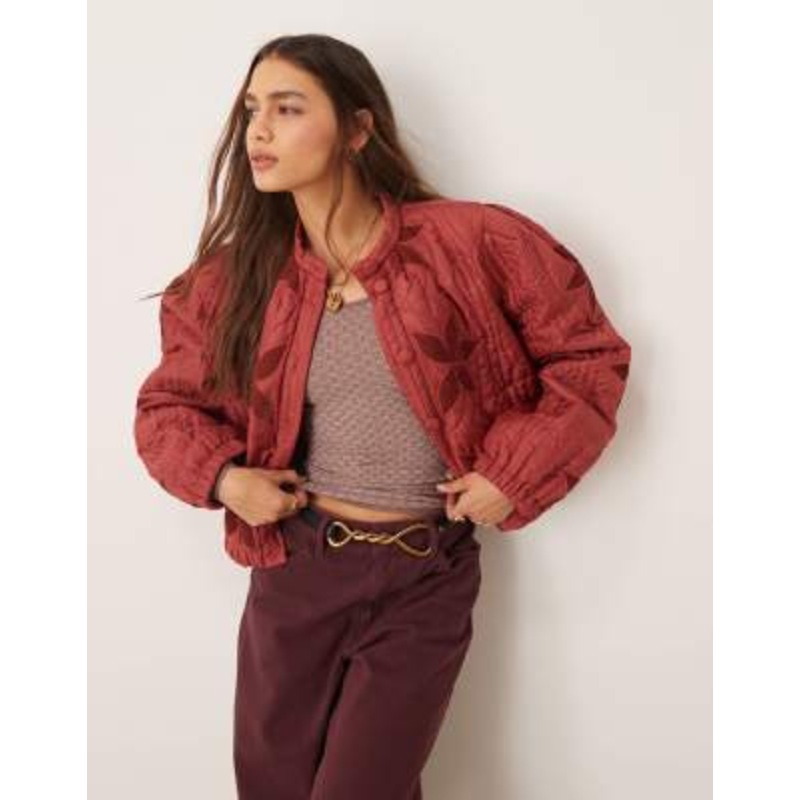 Free People quinn quilted patchwork jacket in marsala