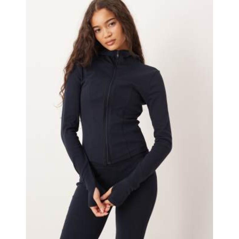 Gina Tricot sculpting zip up athletic jacket in navy – part of a set