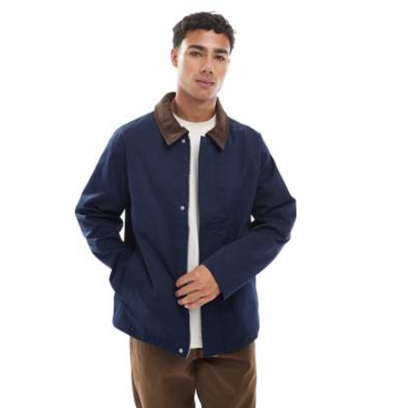 Jack & Jones harrington jacket with corduroy collar in navy