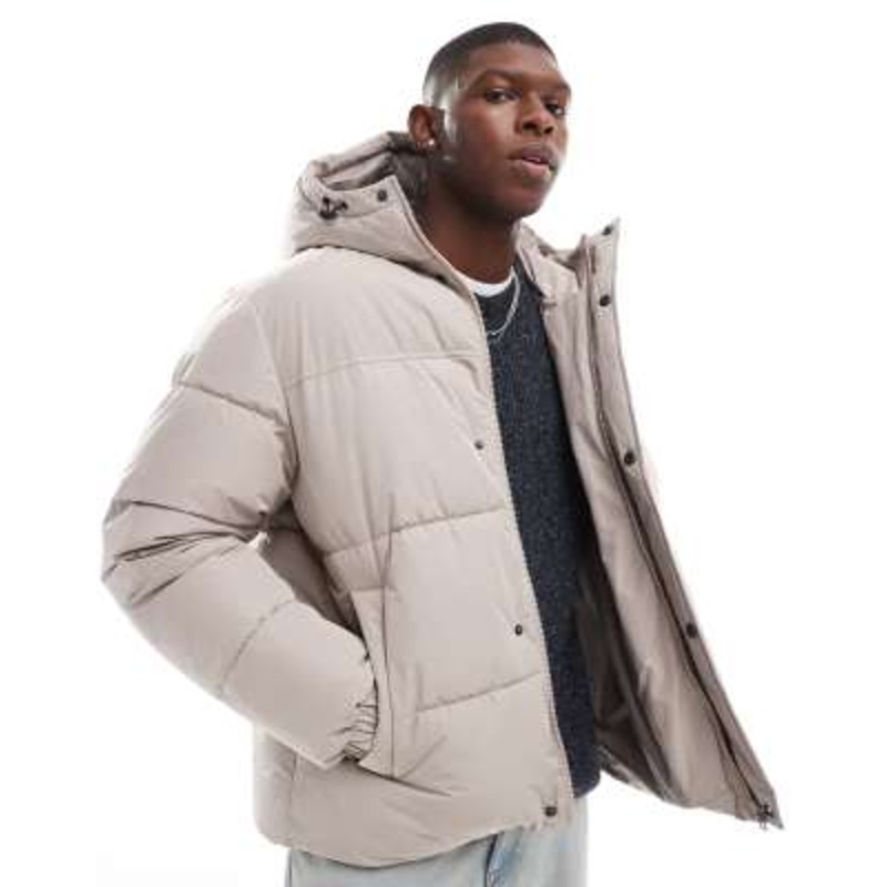Jack & Jones short puffer jacket in beige