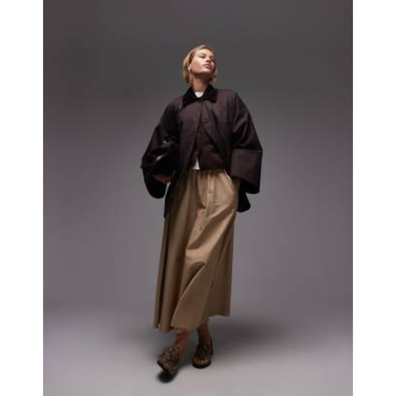 & Other Stories oversized wax jacket in brown