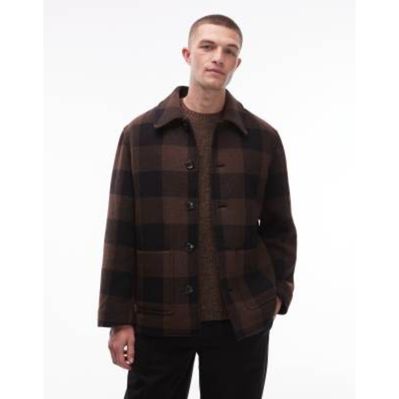 Tommy Hilfiger short wool jacket in brown check