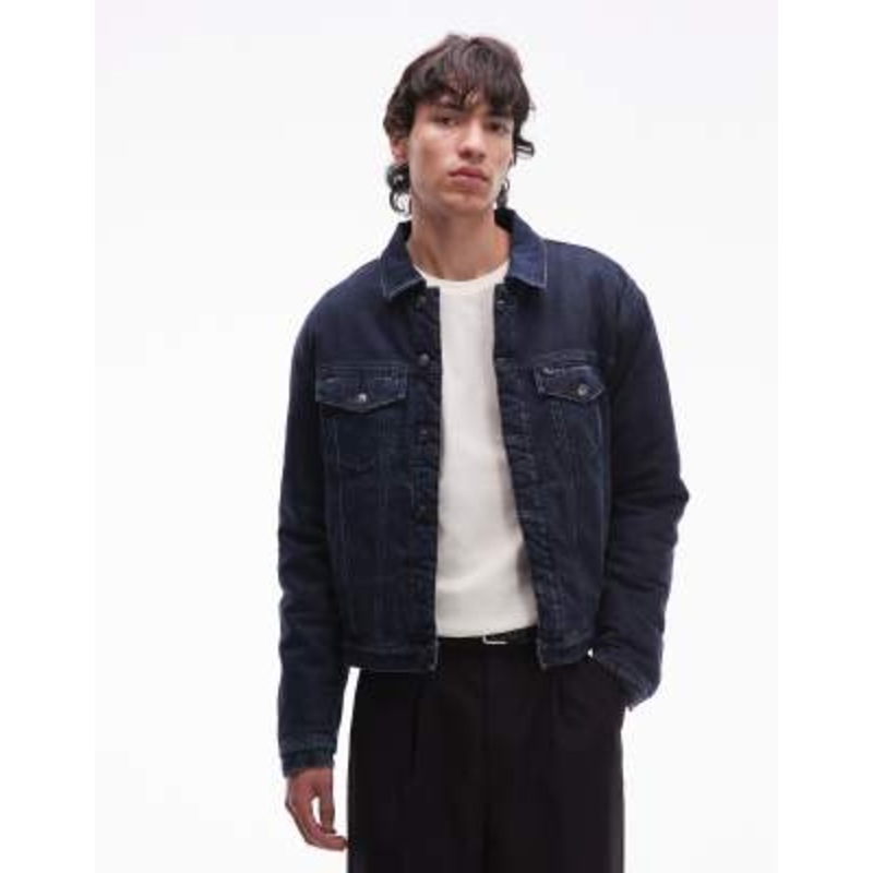 Tommy Jeans denim jacket with teddy lining in blue-black wash