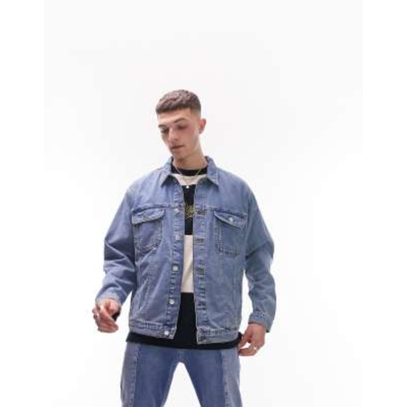 Topman oversized denim jacket in blue
