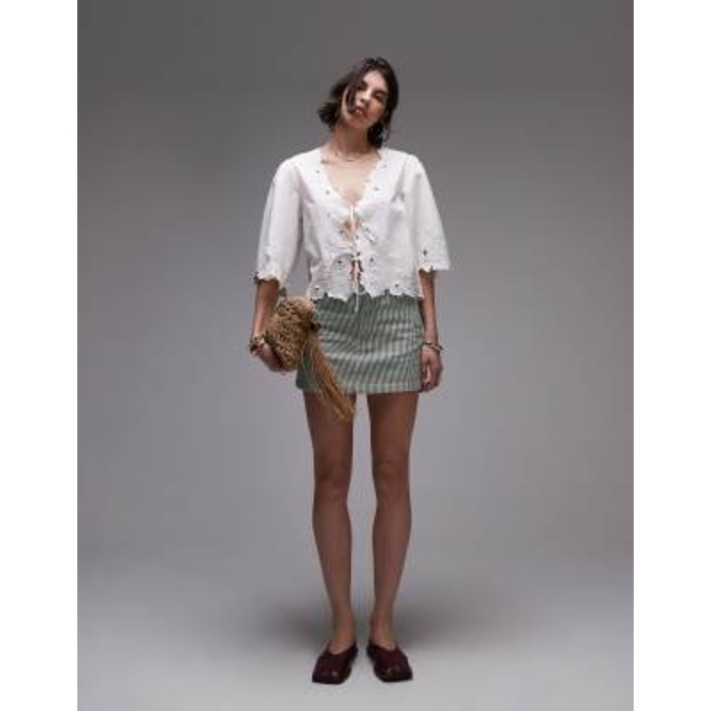 Topshop floral cutwork bed jacket in ivory with beige embroidery