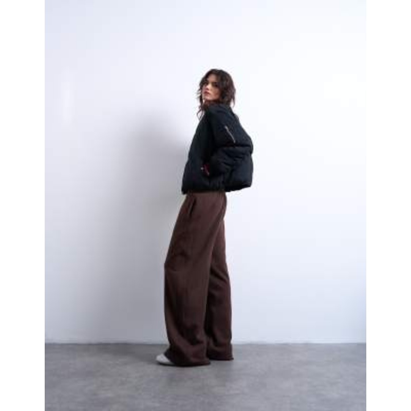 Topshop padded hybrid bomber jacket in black