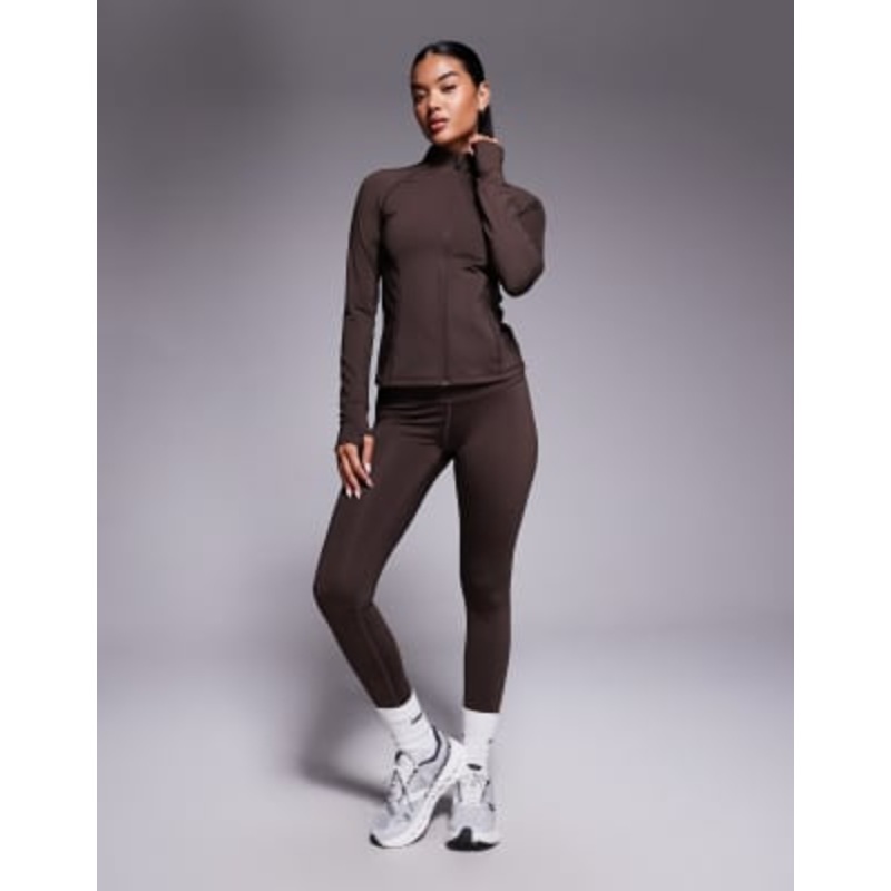 4505 Icon sculpting zip up long sleeve jacket in french roast