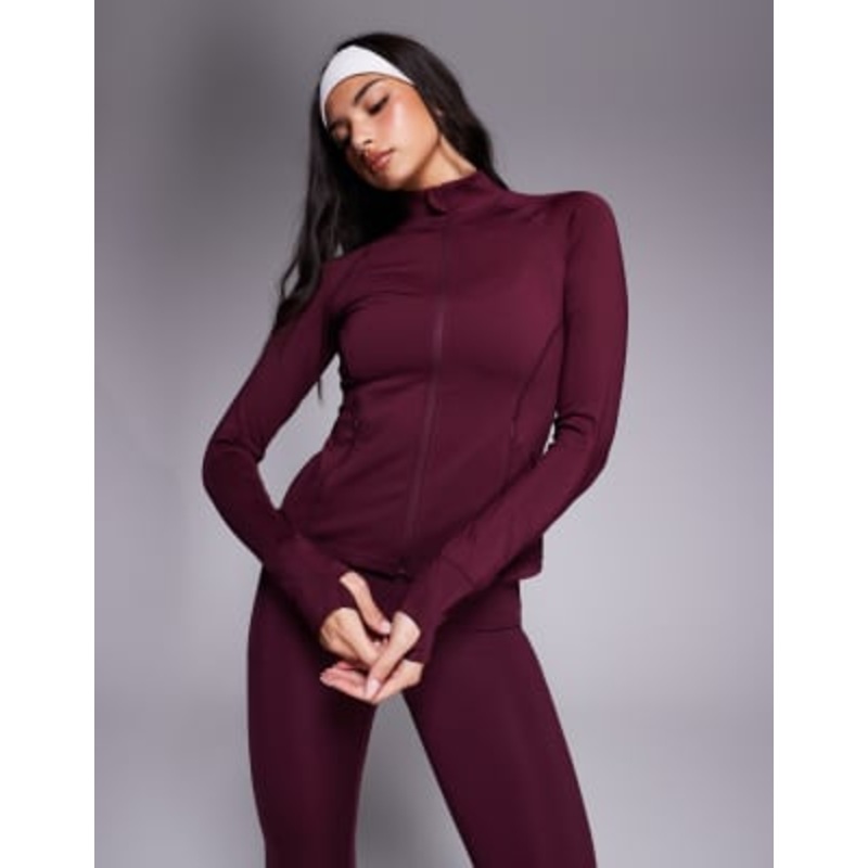 4505 Icon sculpting zip up long sleeve jacket in mulberry