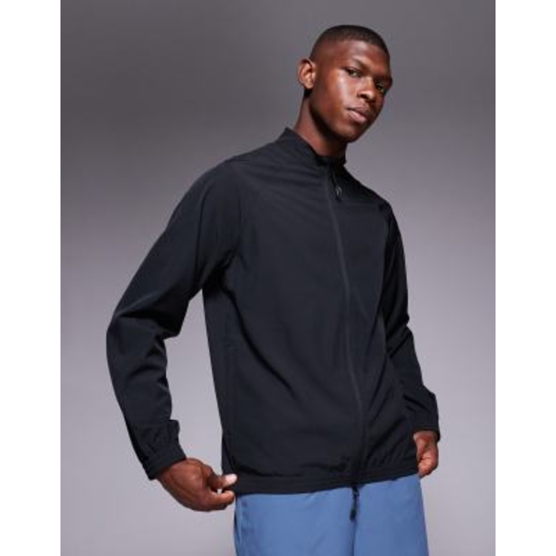 4505 woven warm up track jacket with zip pockets in black