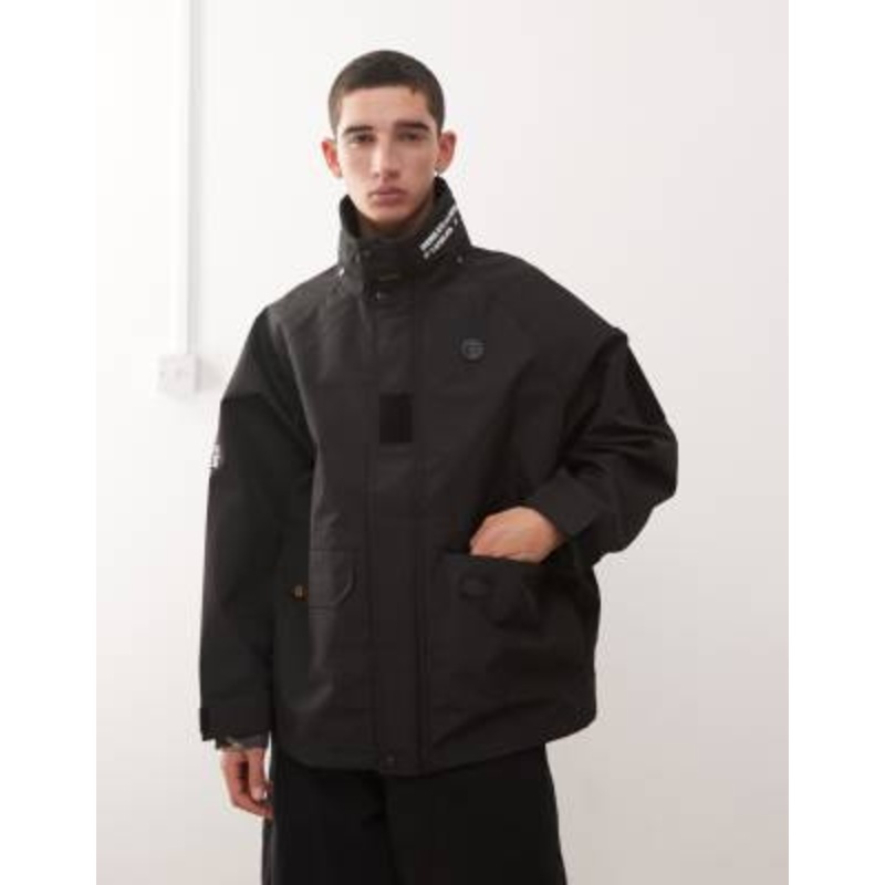 Aape by A Bathing Ape water resistant rain jacket in black with logo placement print