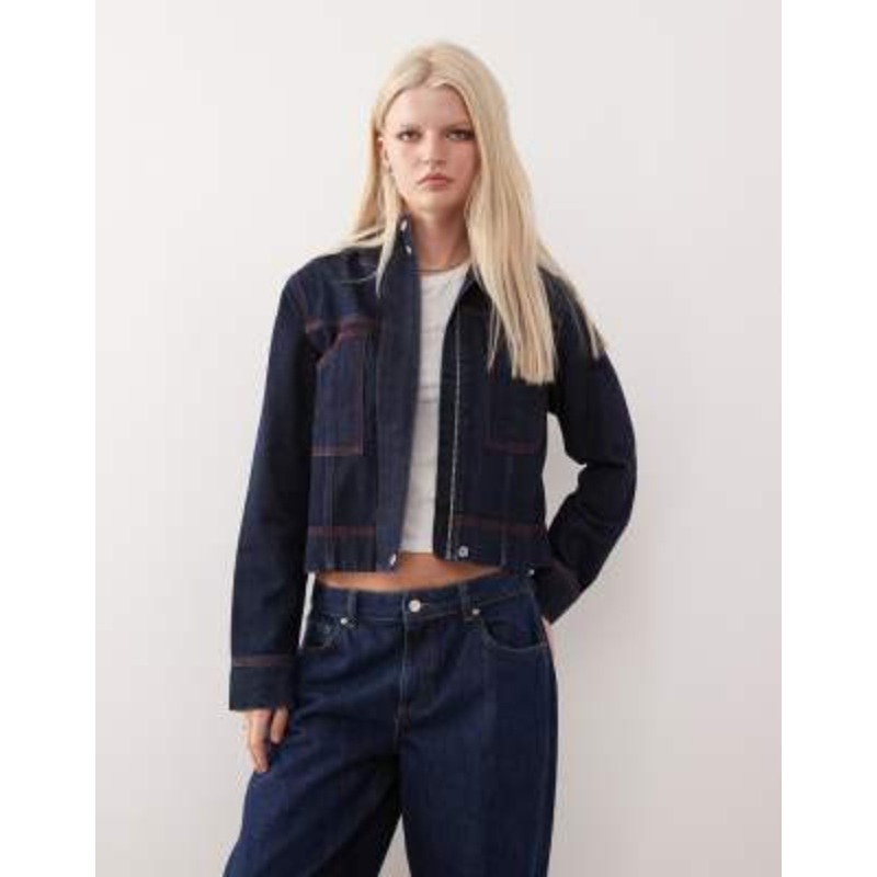 COLLUSION denim 00s hooded jacket in rinse